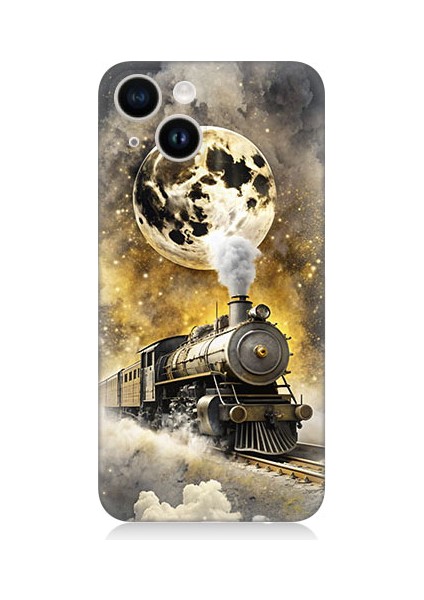 Apple iPhone 14 Uyumlu Buharlı Tren Desenli Silikon Kılıf