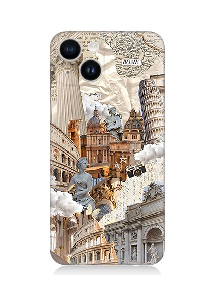 Apple iPhone 13 Uyumlu Rüya Şehri Desenli Silikon Kılıf