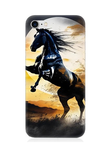 Apple iPhone 7 Plus Uyumlu Şaha Kalkmış At Desenli Silikon Kılıf