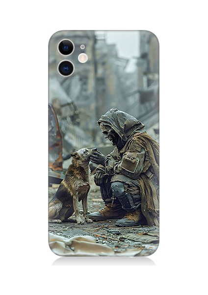 Apple iPhone 12 Uyumlu Köpek ve Adam Desenli Silikon Kılıf