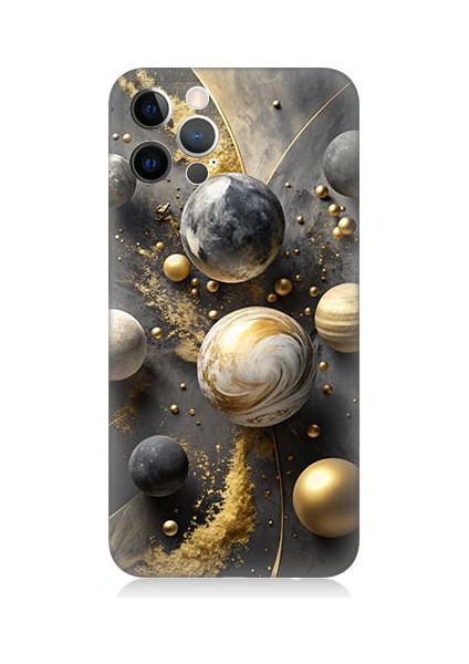 Apple iPhone 12 Pro Max Uyumlu Gezegenler Sistemi Desenli Silikon Kılıf