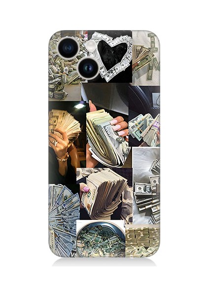 Apple iPhone 14 Uyumlu Para ve Aşk Desenli Silikon Kılıf