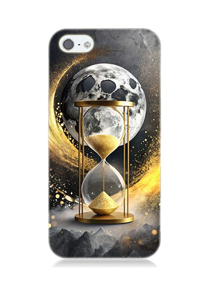 Apple iPhone 5 Uyumlu Ay ve Kum Saati Desenli Silikon Kılıf