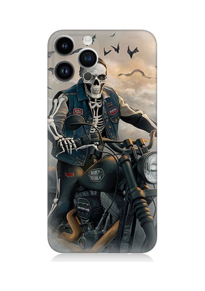Apple iPhone 13 Pro Uyumlu Iskelet Motosiklet Desenli Silikon Kılıf