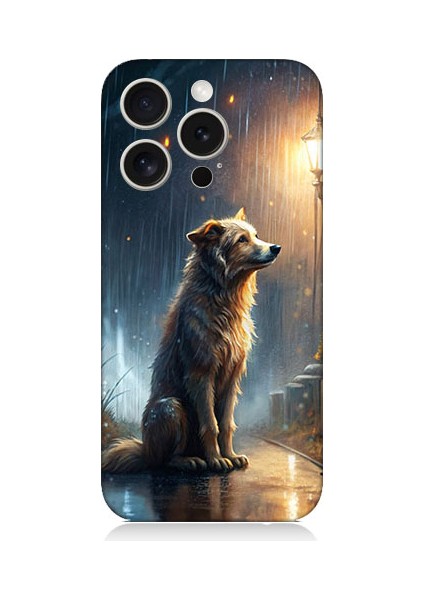 Apple iPhone 15 Pro Max Uyumlu Yağmurlu Sokak Desenli Silikon Kılıf