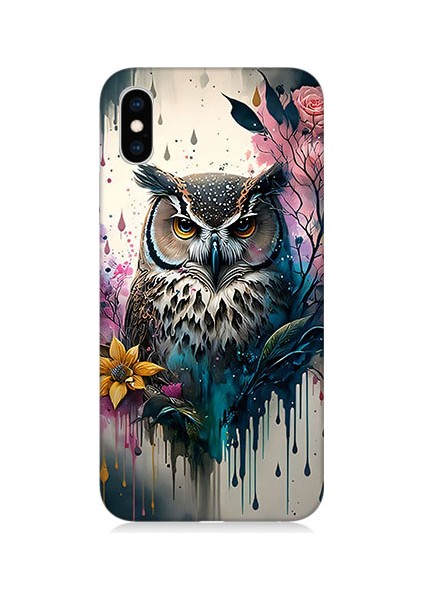 Apple iPhone x Uyumlu Renkli Baykuş Desenli Silikon Kılıf