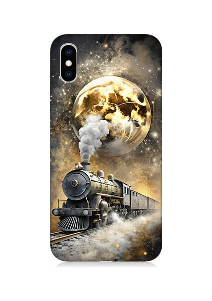 Apple iPhone Xs Max Uyumlu Buharlı Tren Desenli Silikon Kılıf