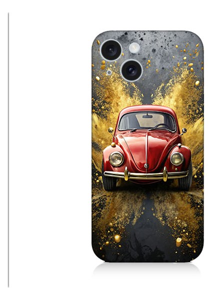 Apple iPhone 15 Uyumlu Klasik Vosvos Desenli Silikon Kılıf