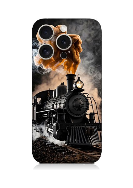 Apple iPhone 15 Pro Uyumlu Kara Tren Desenli Silikon Kılıf