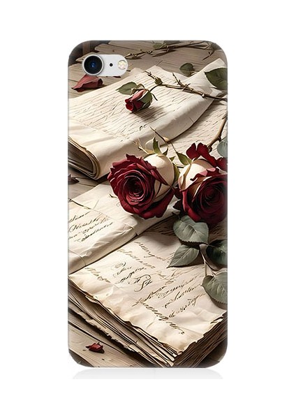 Apple iPhone 8 Plus Uyumlu Mektup ve Güller Desenli Silikon Kılıf