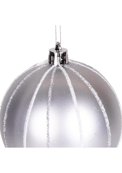 Yılbaşı Ağaç Süsü Yılbaşı Topu 6'lı Paket Gümüş 8 Cm. modelleri
