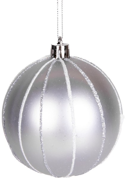 Yılbaşı Ağaç Süsü Yılbaşı Topu 6'lı Paket Gümüş 8 Cm. fırsatları