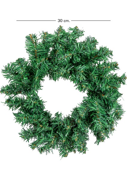 Yılbaşı Süsü Kapı Süsü Çam Dallı Sade Çelenk Yeşil 30 Cm. modelleri