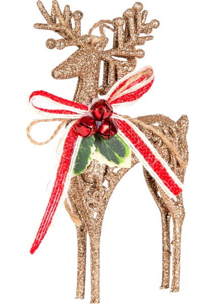 Yılbaşı Ağaç Süsü Yılbaşı Dekorlu Simli Geyik Gold 8X16 Cm. fiyatları