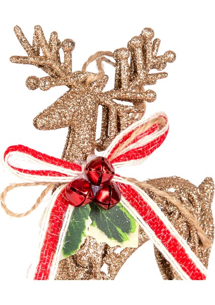 Yılbaşı Ağaç Süsü Yılbaşı Dekorlu Simli Geyik Gold 8X16 Cm. modelleri