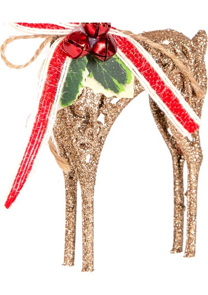 Yılbaşı Ağaç Süsü Yılbaşı Dekorlu Simli Geyik Gold 8X16 Cm. fırsatları