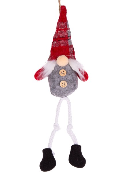 Yılbaşı Süsü Noel Baba Figürü Gri-Kırmızı 6X5X30 Cm.