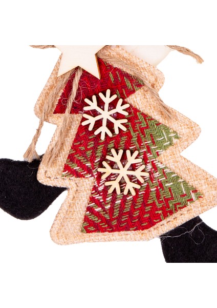 Yılbaşı Süsü Kardan Adam Çam Ağacı Figürlü Kırmızı 16x17 Cm. modelleri