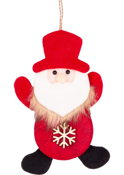 Yılbaşı Süsü Noel Baba Kar Tanesi Figürlü Kırmızı 10x15 Cm.