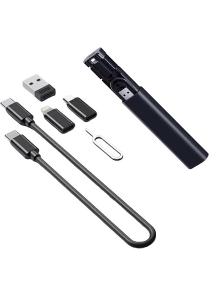 Mg Store Tüm Cihazlar Için 6in1 60W Hızlı Şarj Kablo Seti Kutulu Seyahat Şarj Seti Iphone+ Type-C+Usb Siyah