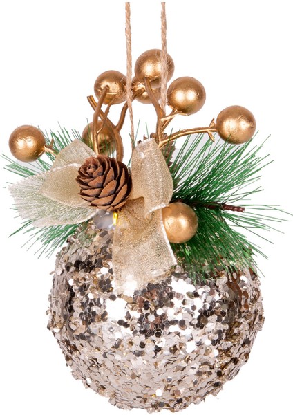 Yılbaşı Ağaç Süsü Yılbaşı Topu 3'lü Set Şampanya 8 Cm. modelleri