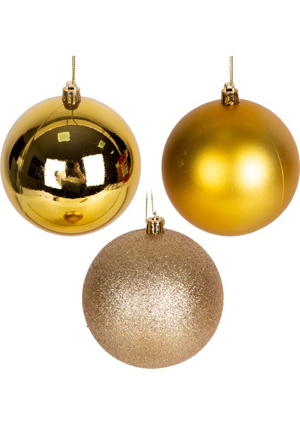 Yılbaşı Topu Simli Mat Parlak 6'lı Set Gold 10 Cm. fiyatları