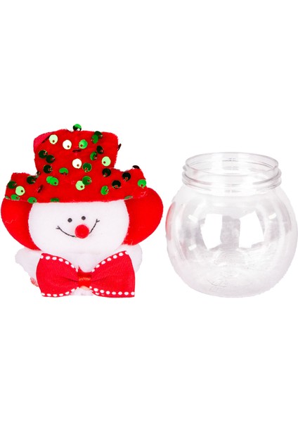 Kardan Adam Figürlü Kapaklı Şeffaf Yılbaşı Kutusu Kırmızı 9X14 Cm. modelleri