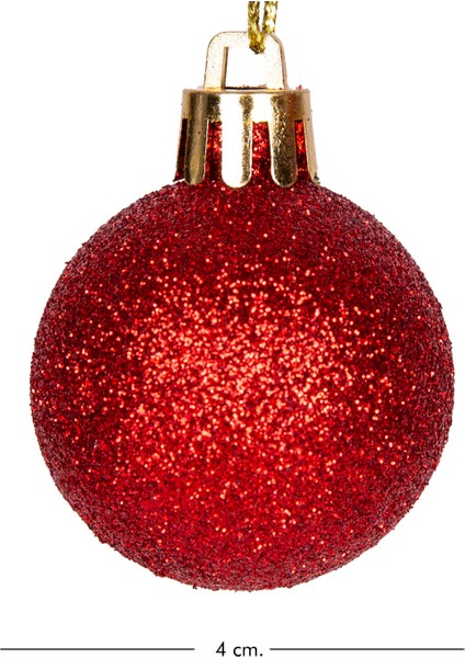 Yılbaşı Topu Simli Mat Parlak 12'li Set Kırmızı 4 Cm. fırsatları