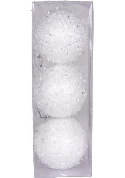 Yılbaşı Topu Kırçıllı Simli 3'lü Set Beyaz 7 Cm. fiyatları