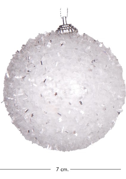 Yılbaşı Topu Kırçıllı Simli 3'lü Set Beyaz 7 Cm. modelleri