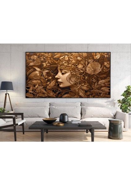 Sarı Çiçekli Kadın Dekoratif Hd Baskı Kanvas Tablo