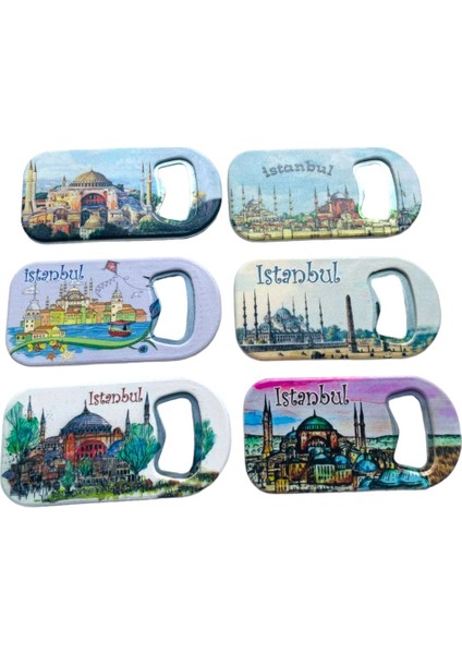 Galata Gift Şişe Açacağı, Açacak Magnet Altı (6) Adet Istanbul Temalı Buzdolabı Magneti, Soda Açacağı 9cm indirimleri