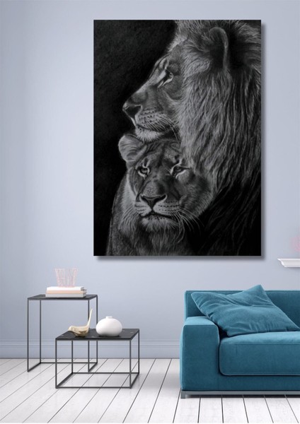 Aslan Leopar Hd Baskı Kanvas Tablo - Salon Oturma Yatak Odası Mutfak Ofis Antre Için Duvar Dekoru