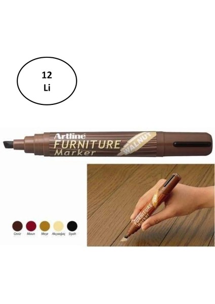 Artline Furniture Ahşap Marker Ek 95 Walnut Ceviz 12'li