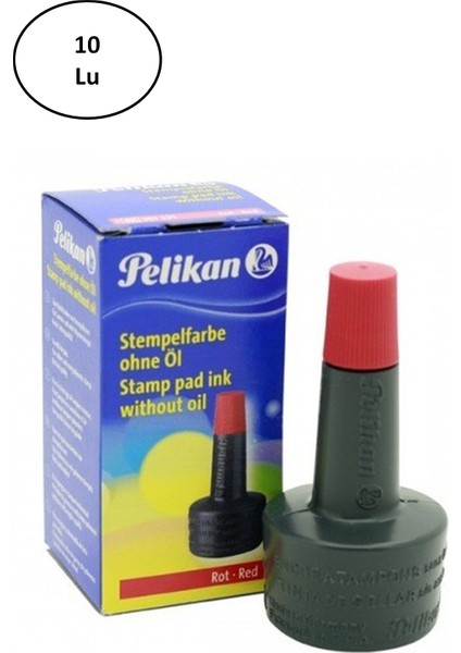 Pelikan Stampa Mürekkebi Kırmızı 28 ml 10'lu