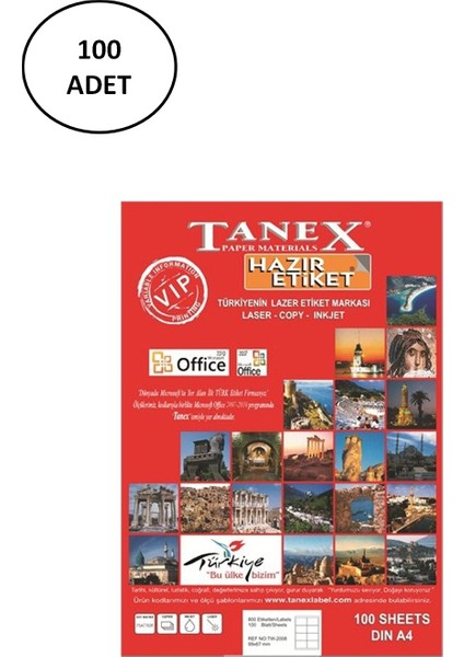 Tanex TW-2096 Lazer Etiket 43X8.5 mm 100 Lü