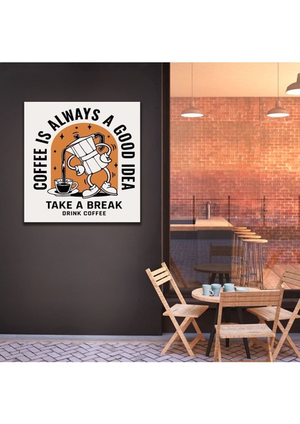 Dekoratif Kare Kanvas Duvar Tablosu Kahve Köşesi Drink Coffee
