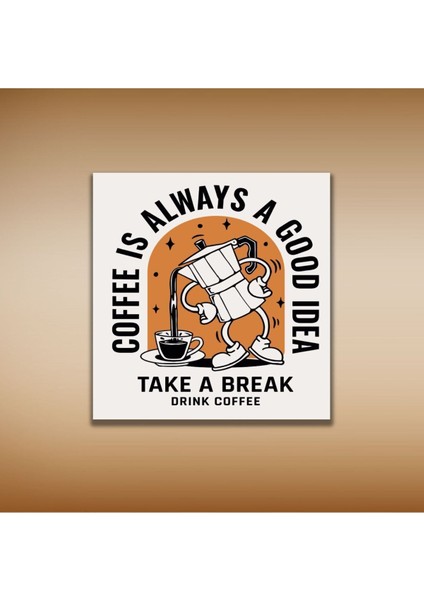 Dekoratif Kare Kanvas Duvar Tablosu Kahve Köşesi Drink Coffee