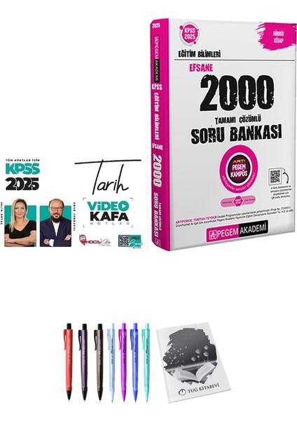 2025 KPSS Eğitim Bilimleri Efsane 2000 Soru Bankası - Hoca Kafası 2025 KPSS Tarih Video Kafa Notlar + Armağan