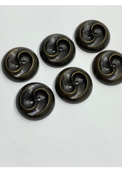 Metalize Eskitme Vintage Italyan Düğme /3 Boyutlu Dalga Desenli Kaban, Mont ve Hırka Düğmesi / Oksit 3,3 cm