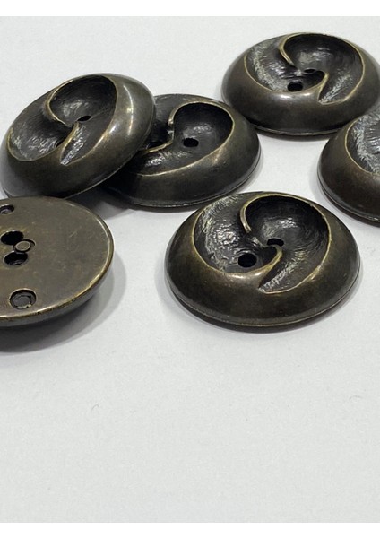 Metalize Eskitme Vintage Italyan Düğme /3 Boyutlu Dalga Desenli Kaban, Mont ve Hırka Düğmesi / Oksit 3,3 cm