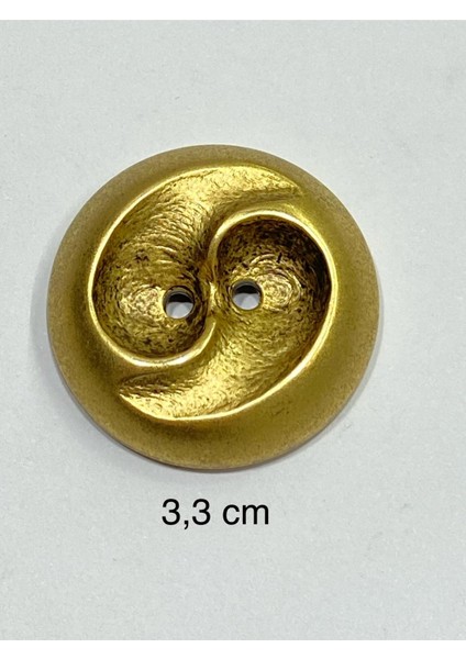 Metalize Eskitme Vintage Italyan Düğme /3 Boyutlu Dalga Desenli Kaban, Mont ve Hırka Düğmesi / Mat Gold 3,3 cm