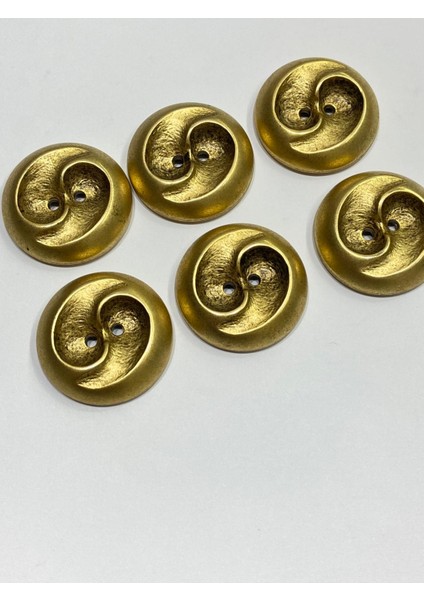 Metalize Eskitme Vintage Italyan Düğme /3 Boyutlu Dalga Desenli Kaban, Mont ve Hırka Düğmesi / Mat Gold 3,3 cm