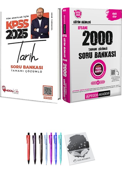 2025 KPSS Eğitim Bilimleri Efsane 2000 Soru Bankası - Hoca Kafası 2025 KPSS Tarih Soru Bankası + Armağan