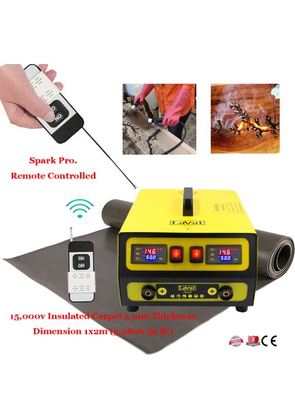Lichtenberg, Ahşap Yakma Makinesi ,Spark Pro. Uzaktan Kumandalı, Yalıtımlı Halı,