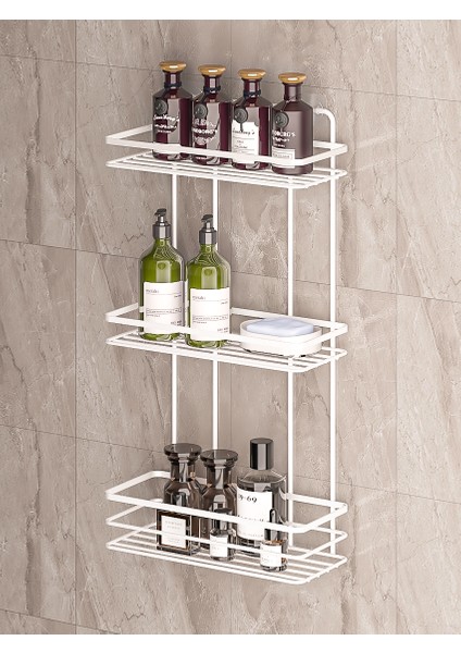 Yapışkanlı Ömür Boyu Paslanmaz Raf Banyo Düzenleyici Şampuanlık Lş03