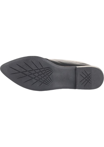 Siyah Deri Kadın Düz Bot 01WD3703 01WD3703 indirimleri