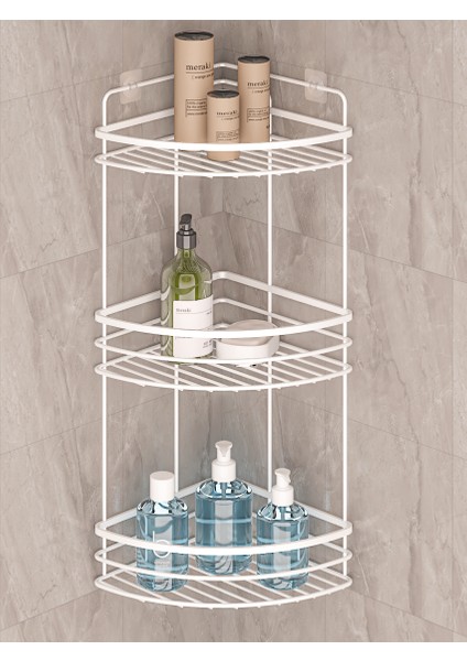 Yapışkanlı Ömür Boyu Paslanmaz Banyo Düzenleyici Şampuanlık LK03