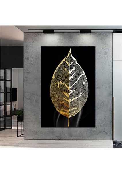 Extra Dev Boyut Altın Yaprak Hd Baskı Kanvas Tablo