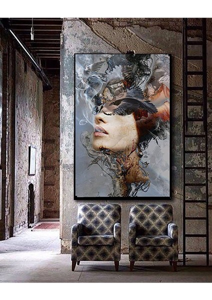 Soyut Sanat Dekoratif Ahşap Kanvas Duvar Boy Tablo